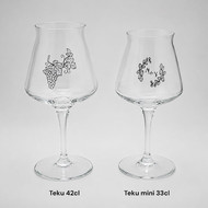 Comparatif de taille entre le verre Teku 42 cl et le Teku mini 33 cl
