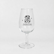 Verre INAO sérigraphié en noir d'un visuel Just Married pour un mariage
