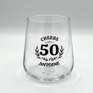 Verre Winebar sérigraphié en noir pour un anniversaire de 50 ans