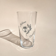 Verre Conical 33 sérigraphié en noir d'un motif floral pour un mariage