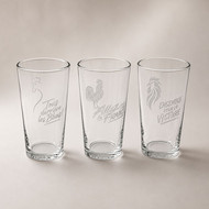 Trois verres Conical 33 gravés de visuels supporters France