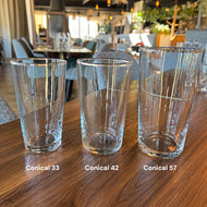Comparatif de taille entre les verres Conical 33, 42 et 57 cl