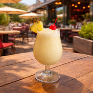 Verre Luettich sans marquage servant un cocktail glacé en terrasse