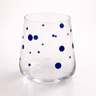 Verre San Diego à pois bleu foncé, vu de trois quarts