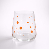 Verre San Diego à pois orange, vu de trois quarts