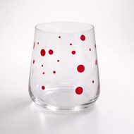 Verre San Diego à pois rouges, vu de trois quarts
