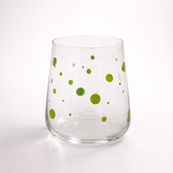 Verre San Diego à pois vert clair, vu de trois quarts