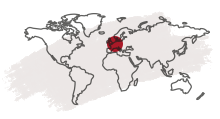 Carte du monde avec repère en France