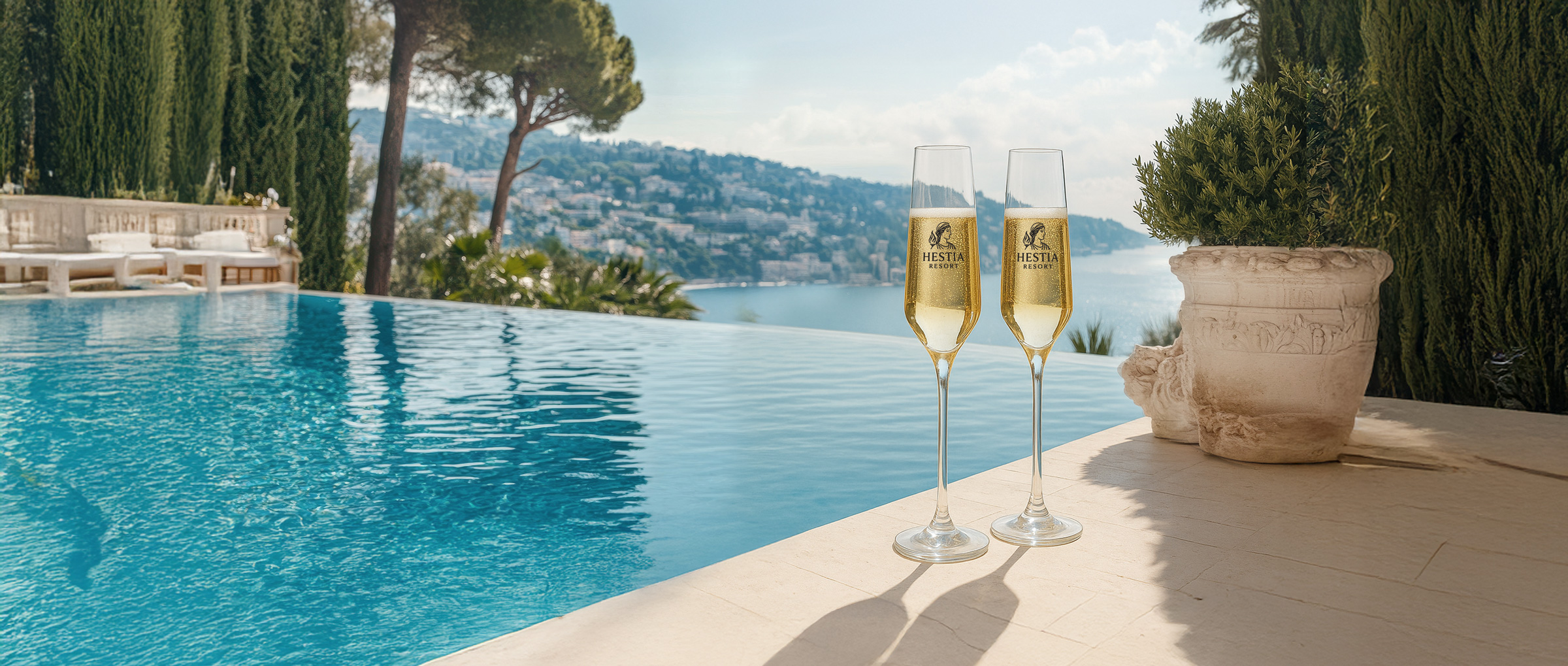 Flûtes à champagne personnalisées pour hôtel de luxe